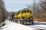 SU-99 with a all-yellowjacket consist awaits its crew so it can depart westbound